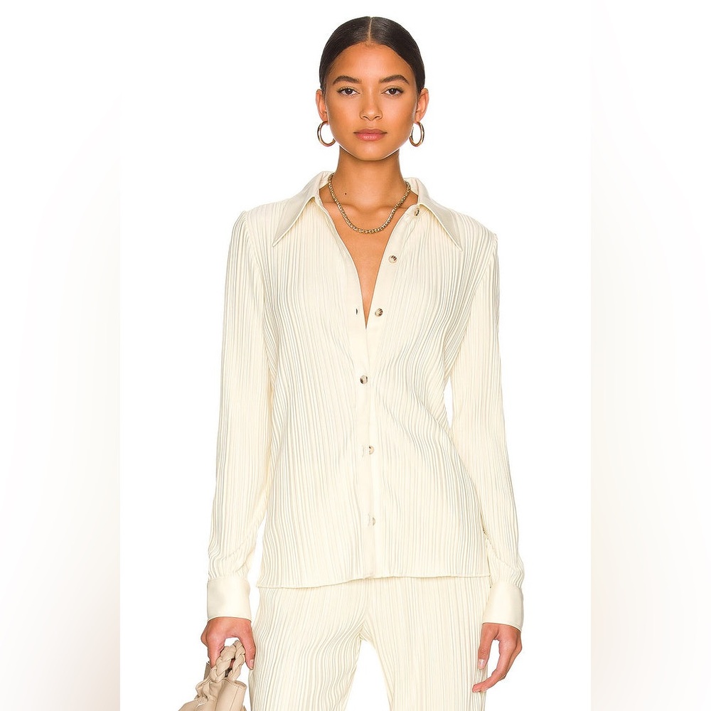 ANINE BING Nuri Button-Up Blouse in Cream - Size Small
